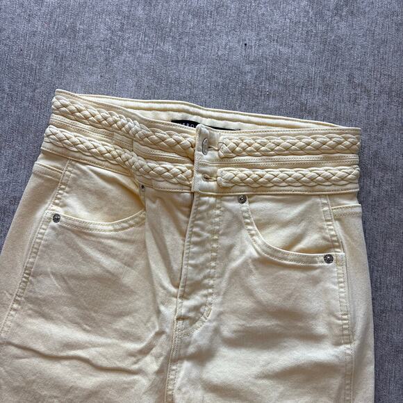 Veronica Beard Butter Yellow Braided Kick Flare Jeans - Picture 3 of 8